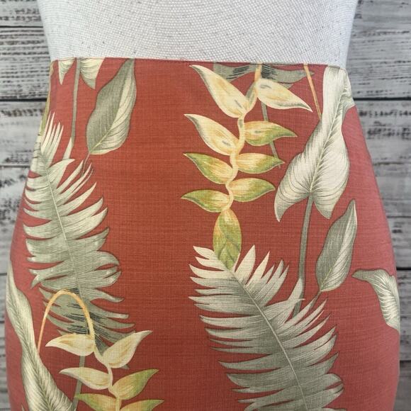 Tommy Bahama Skirt size 6 Orange Green Floral Tropical Silk Straight Knee Casual - Picture 4 of 9